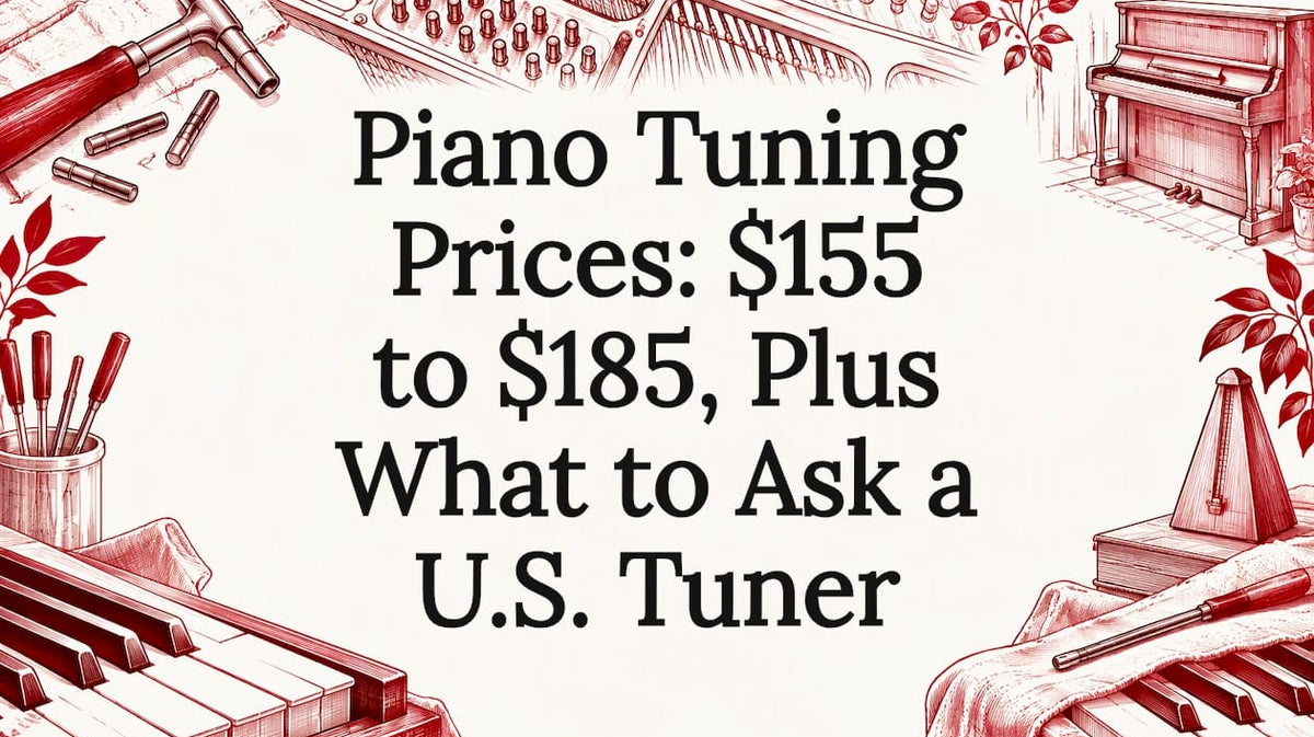 Piano tuning tools frame a clear title area