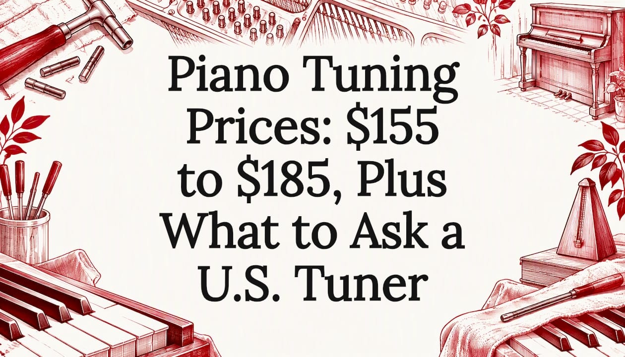 Piano tuning tools frame a clear title area